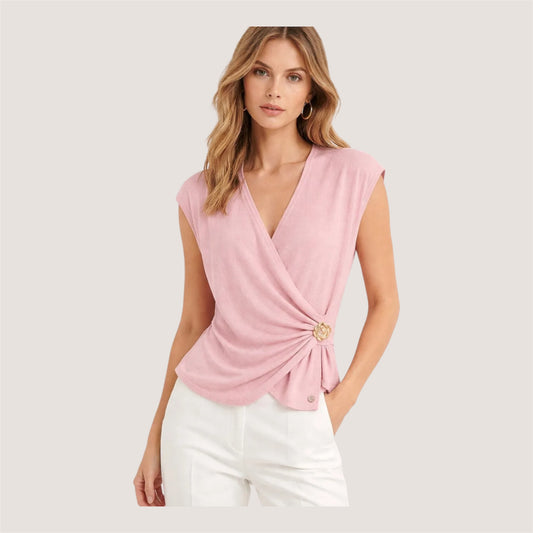 Overslag top met gouden bloem details