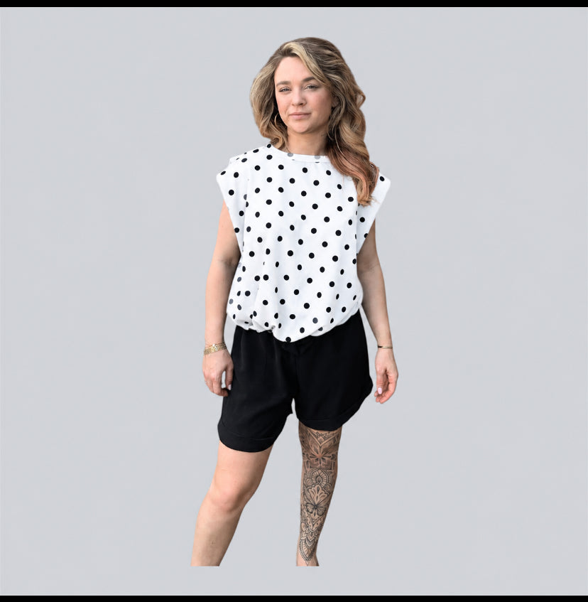 Polka-Dot top met schouderpads