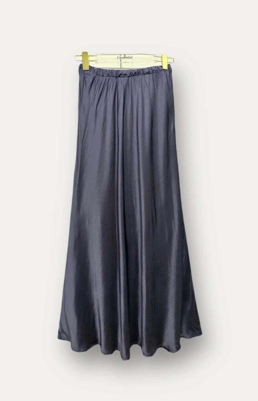 Midi Rok Satijn Navy