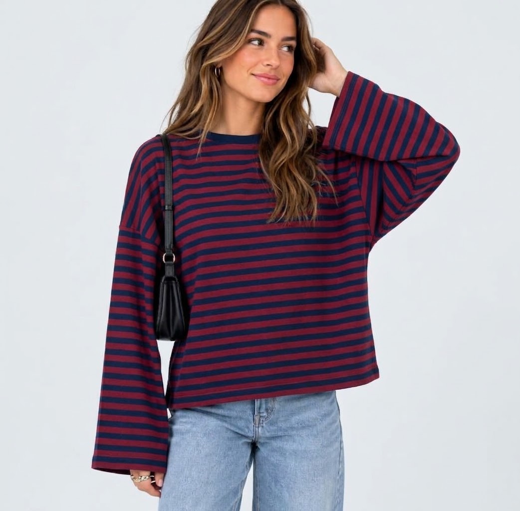 Blauw/Rood gestreepte longsleeve