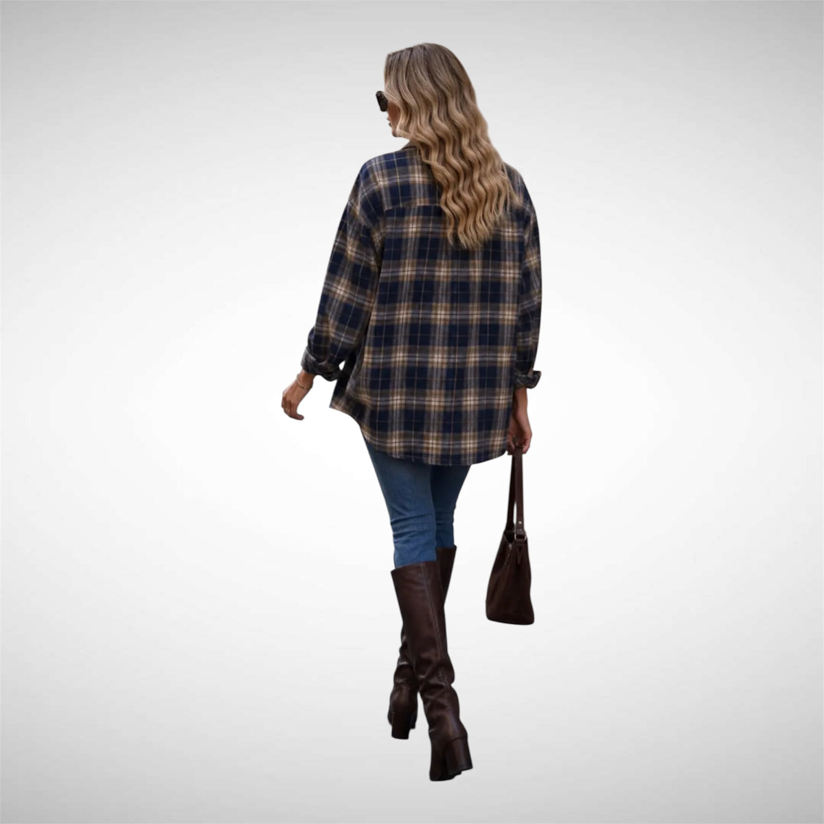 Navy blauw geruite blouse ( leverbaar vanaf 25 sept)
