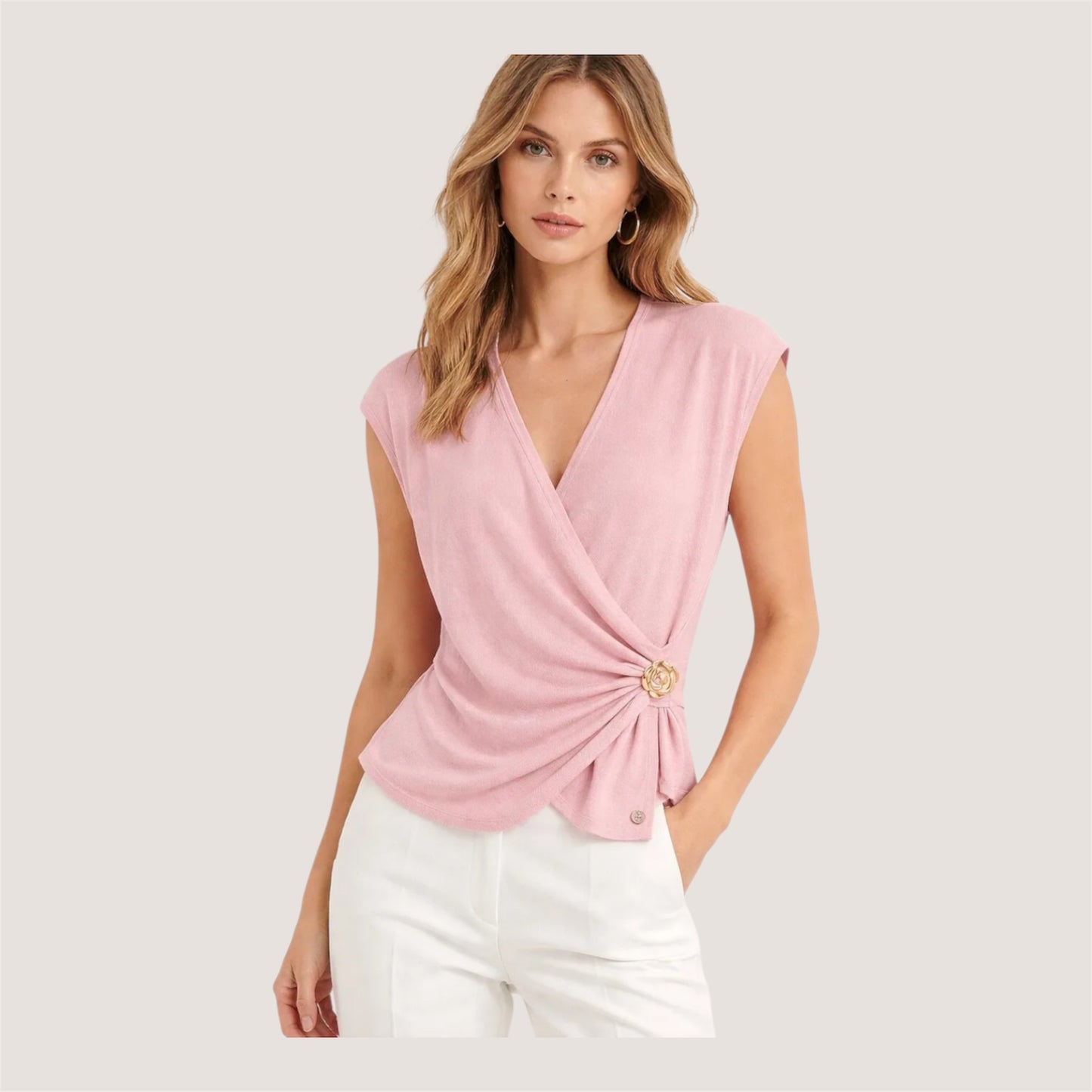 Overslag top met gouden bloem details