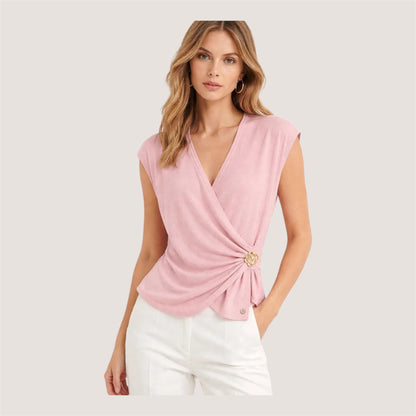 Overslag top met gouden bloem details