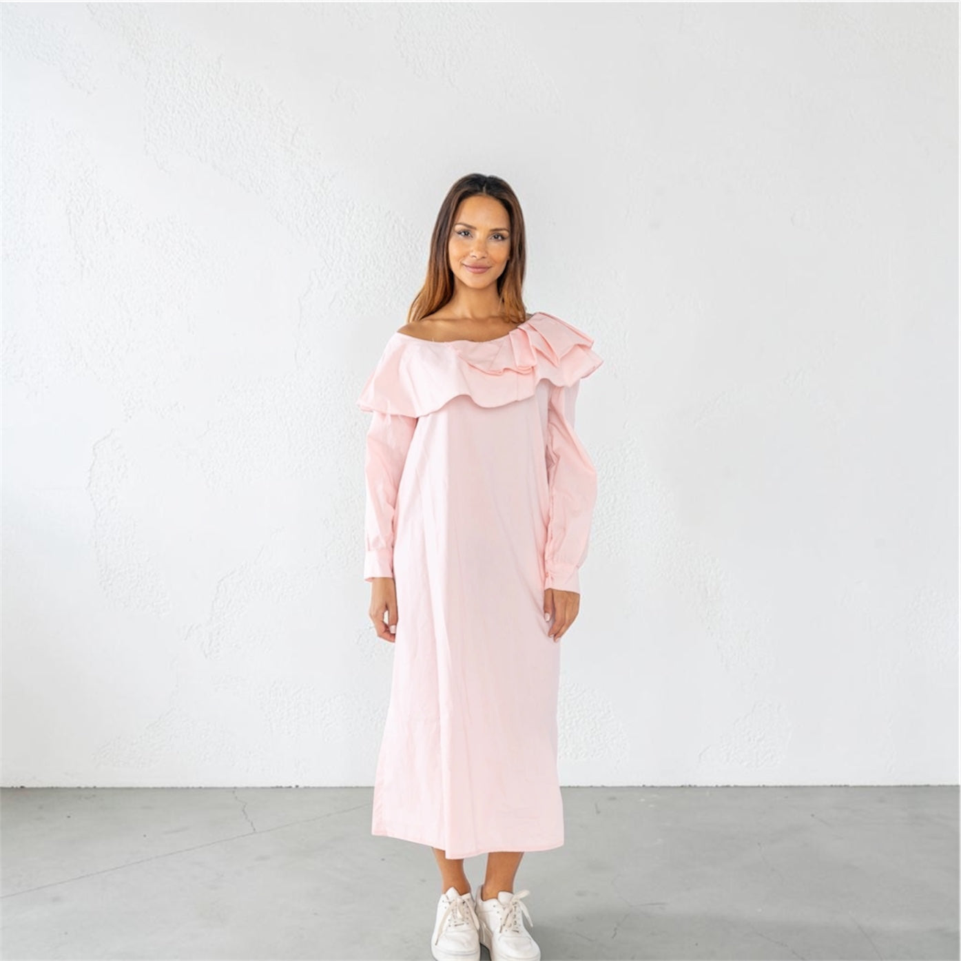 Lichtblauwe off-shoulder jurk 100%Cotton