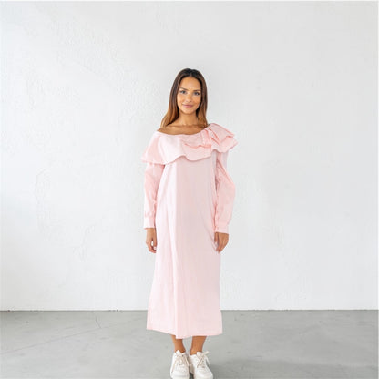 Lichtblauwe off-shoulder jurk 100%Cotton