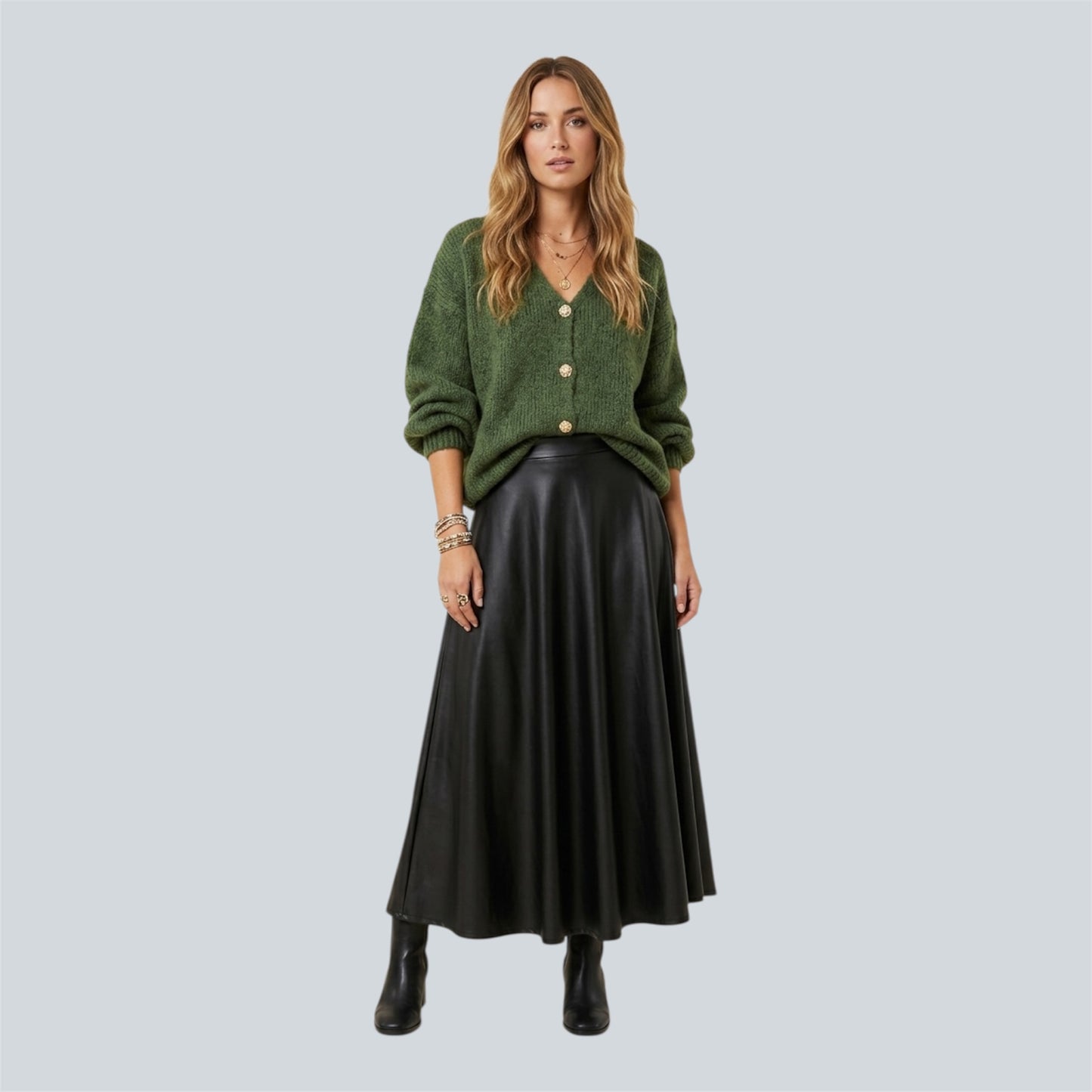 Leather look rok zwart
