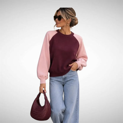 Two Tone Knit Sweater Brown/Pink en Pink/Plum(levering 6 okt)