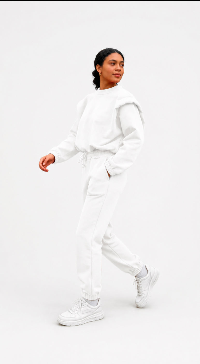 Luxe loungewear set sky blue en Crème kleur