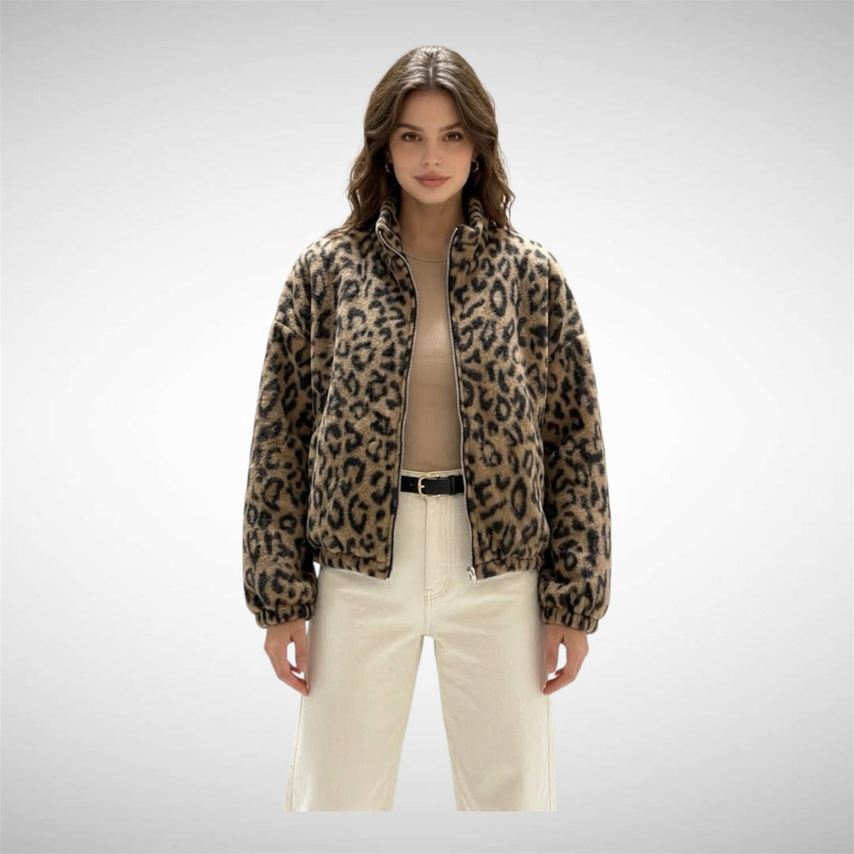 Teddy jacket Leopard bruin
