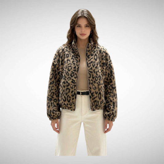 Teddy jacket Leopard bruin