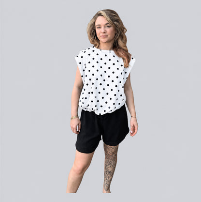 Polka-Dot top met schouderpads