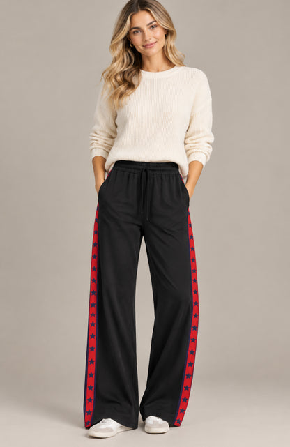 Wide-Leg Jogger Black & Red
