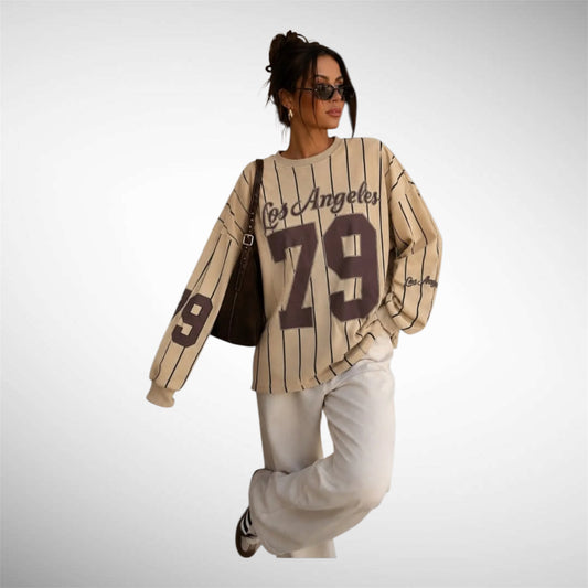 Los Angeles 79 sweater beige en bruin(levering 25 sept)