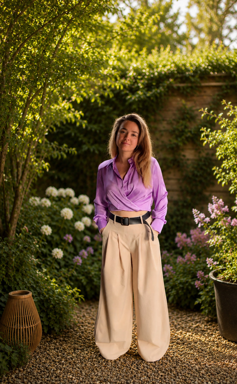 Satijnen blouse Lila