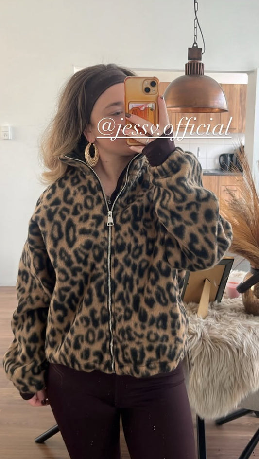 Teddy jacket Leopard bruin