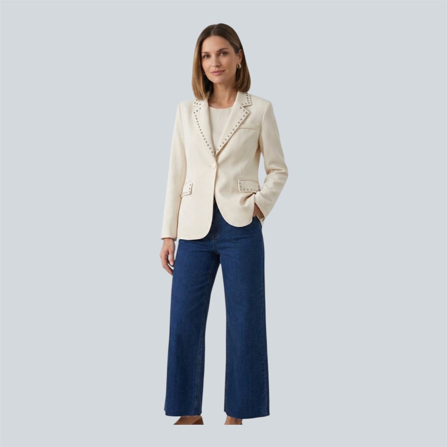 Blazer  crèmekleur met studs