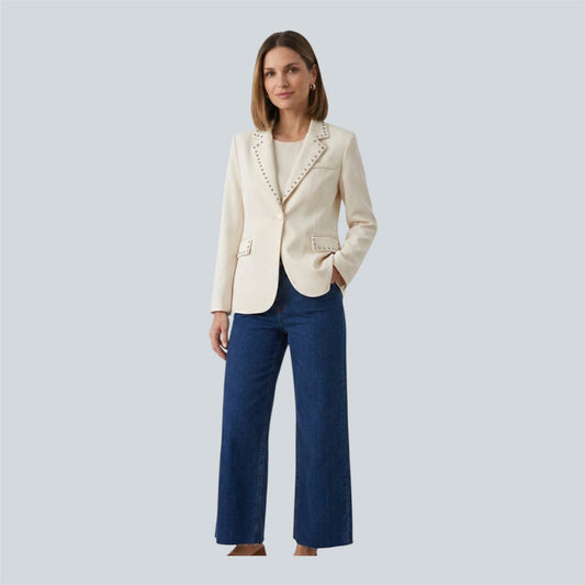 Blazer  crèmekleur met studs