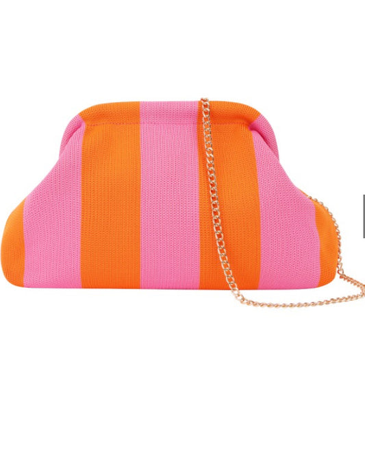 Clutch stripe Oranje/ Fuschia