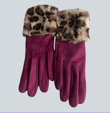 Luxe Burgundy Panterprint Handschoenen