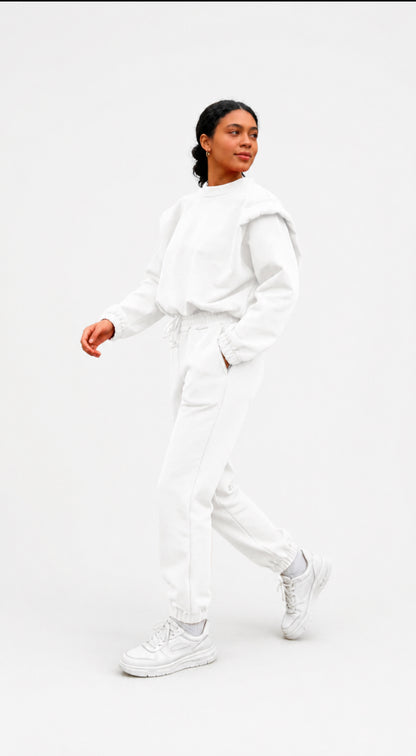 Luxe loungewear set sky blue en Crème kleur