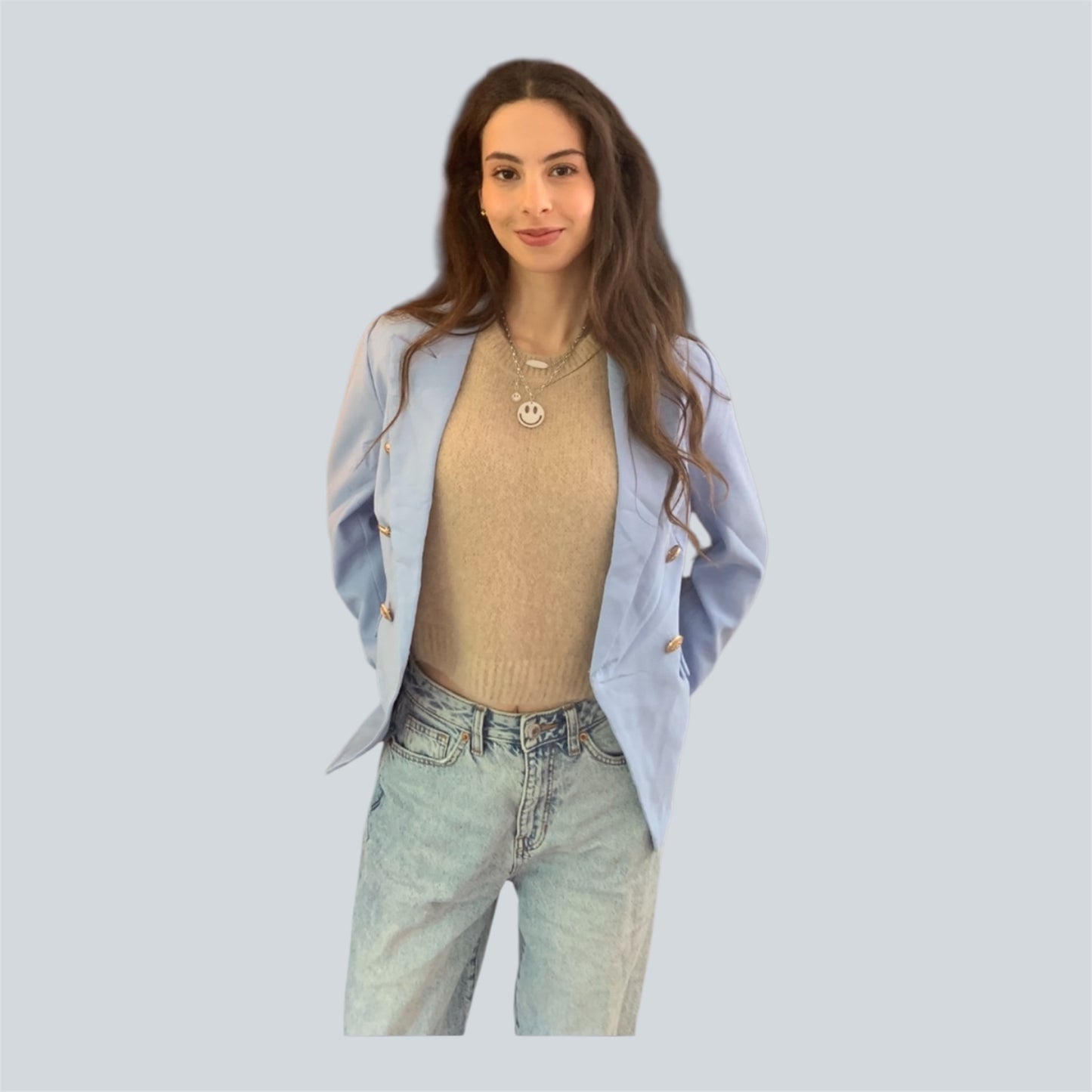 Mohair Sleeve Sweater Beige