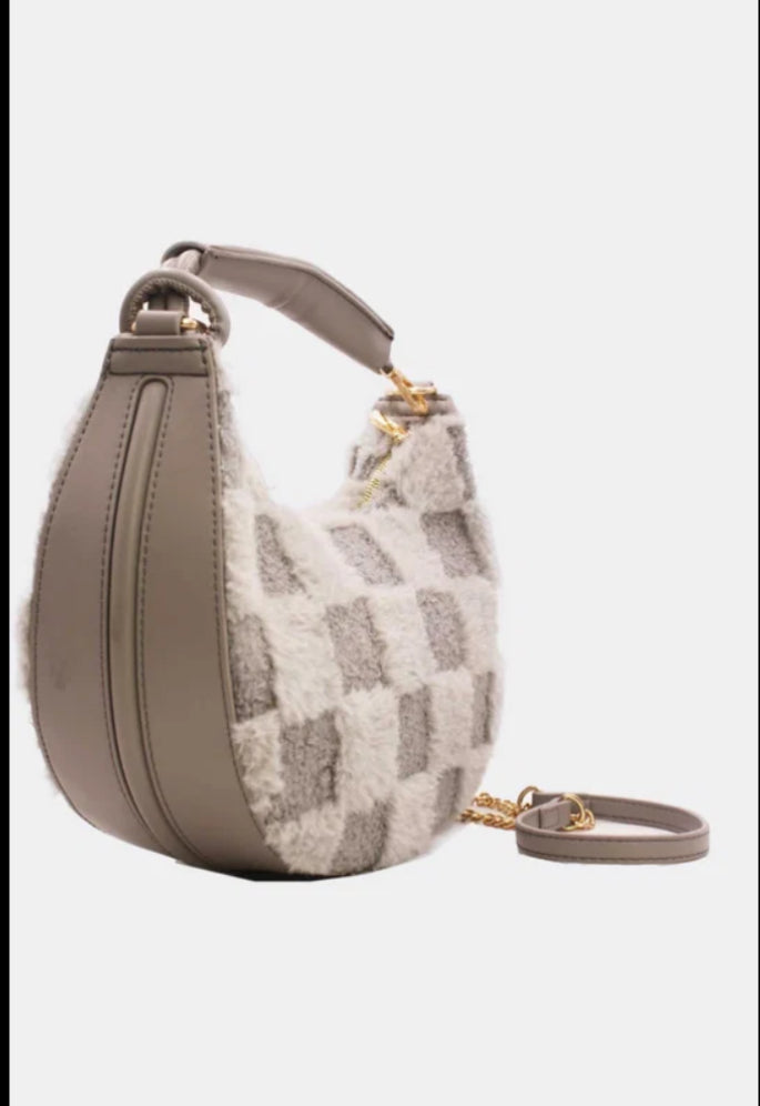 Luxe Beige Teddy Schoudertas Dames Handtas