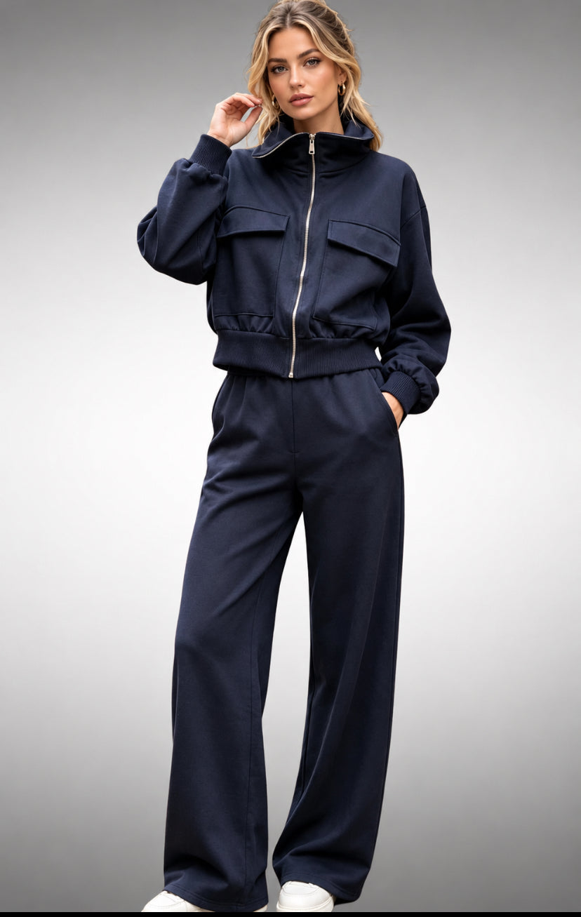 Navy en donkerbruin Lounge Set Stijlvol &  comfortabel