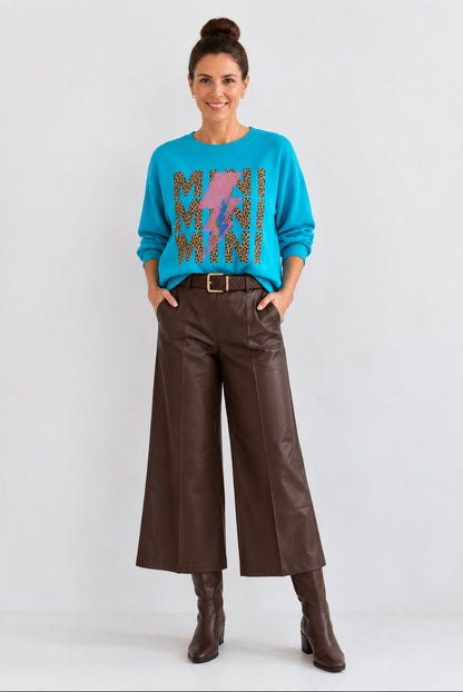 Turquoise Sweater met Leopard’