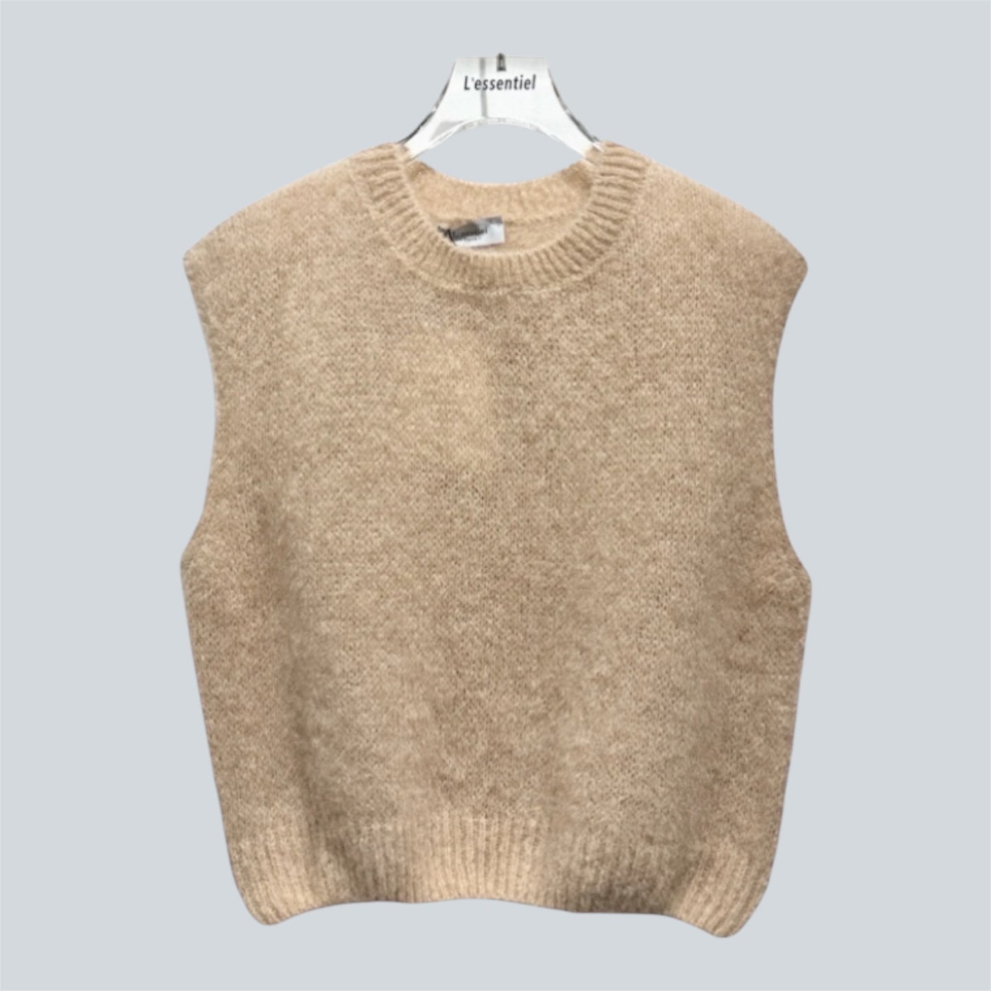 Mohair Sleeve Sweater Beige