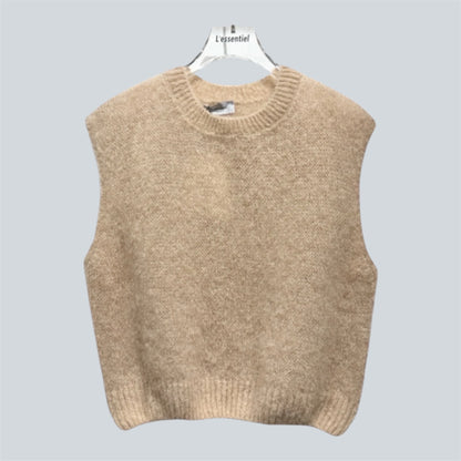 Mohair Sleeve Sweater Beige