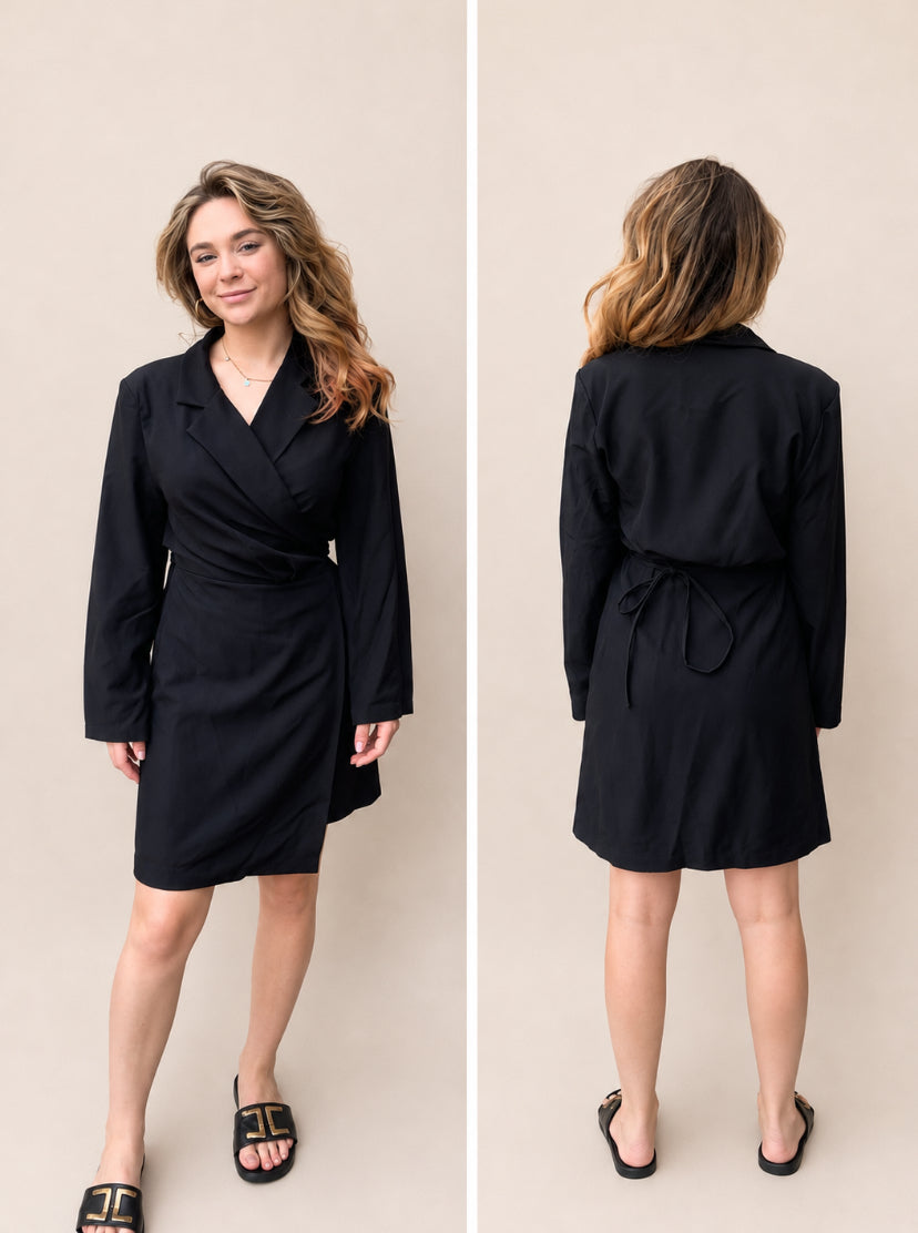 Classic elegant blazer dress zwart