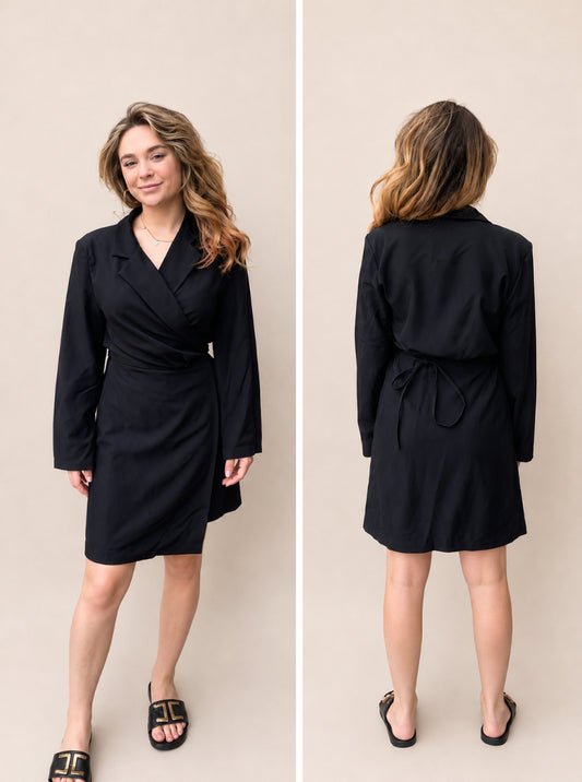 Classic elegant blazer dress zwart
