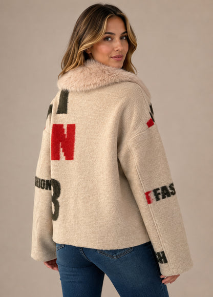 Dames Wollen Jas met Luxe Faux Fur kraag