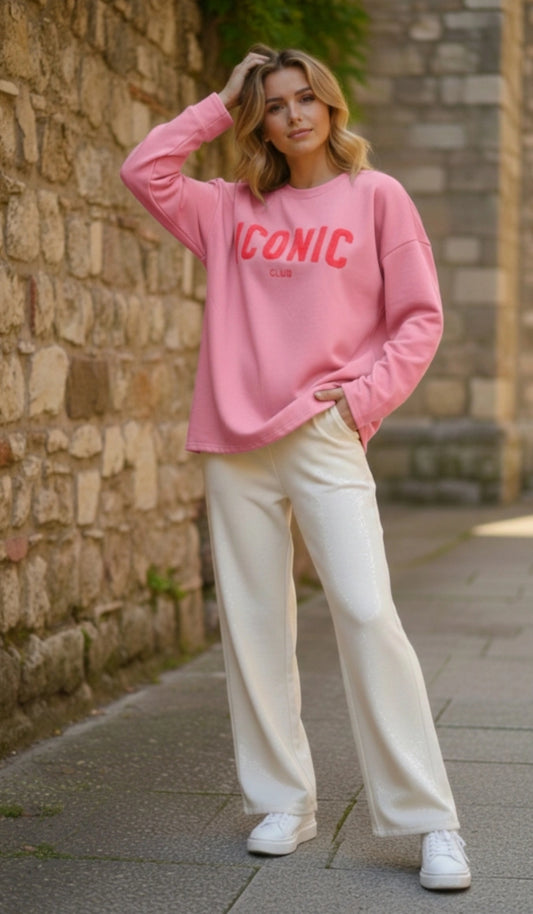 Iconic sweater donkerroze