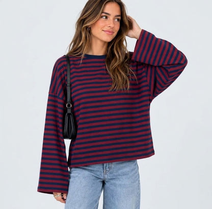 Blauw/Rood gestreepte longsleeve