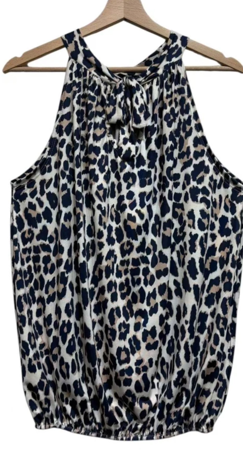 Leopard Haltertop Navy