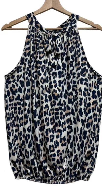 Leopard Haltertop Navy
