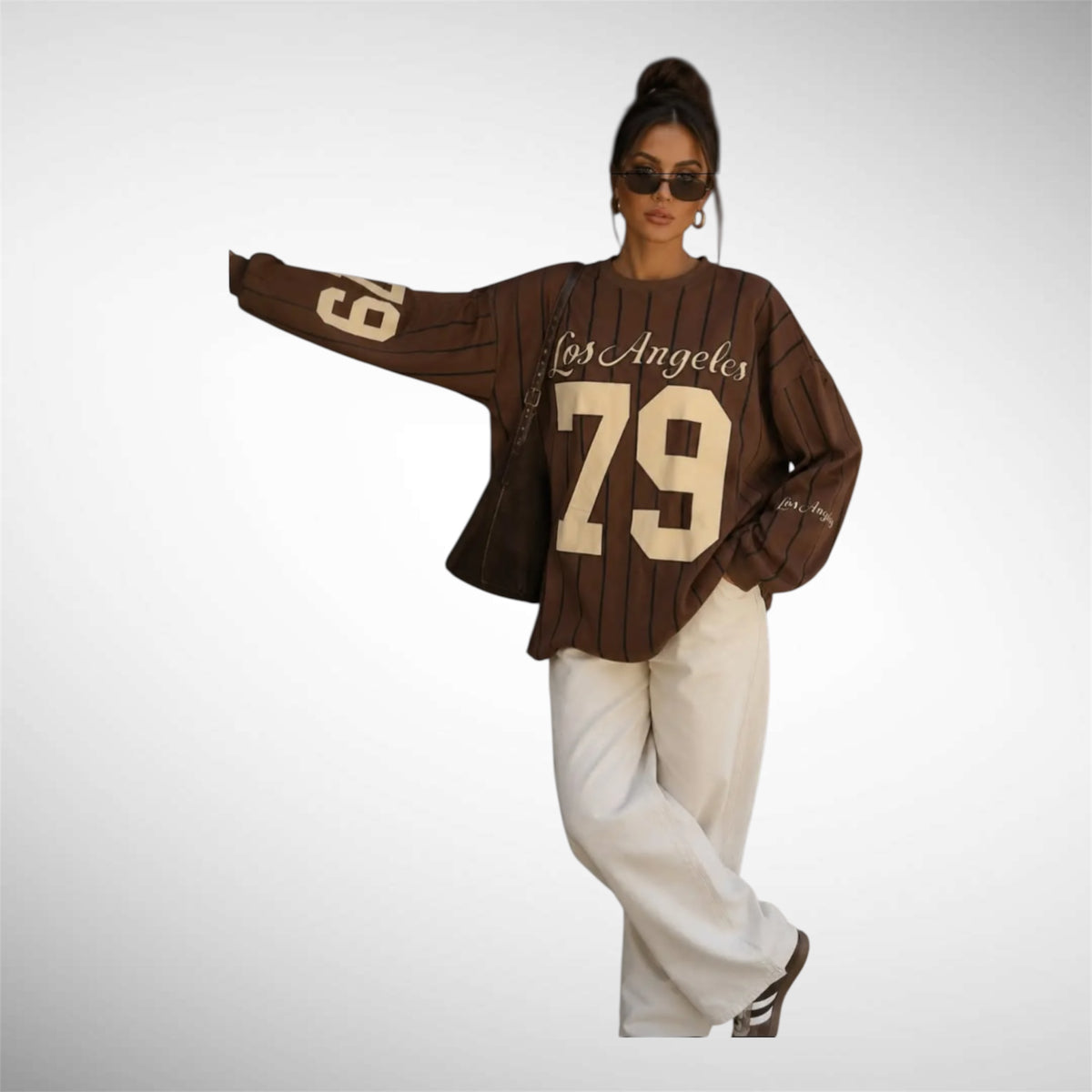 Los Angeles 79 sweater beige en bruin(levering 25 sept)