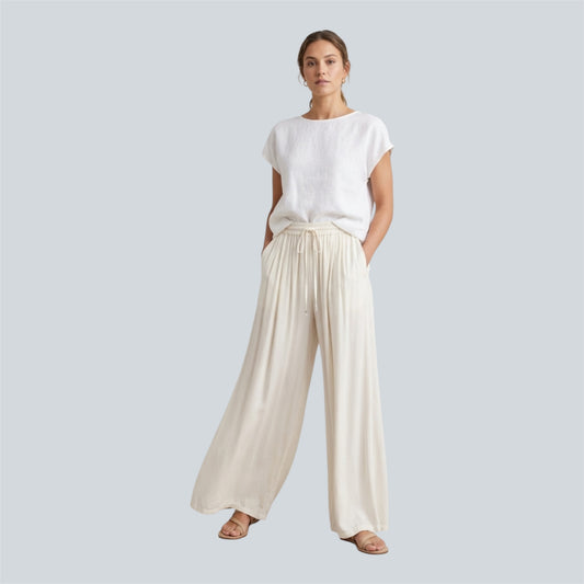 Palazzo pantalon Crèmekleurige 100% Viscose