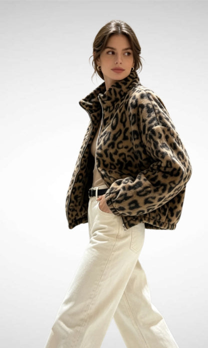 Teddy jacket Leopard bruin