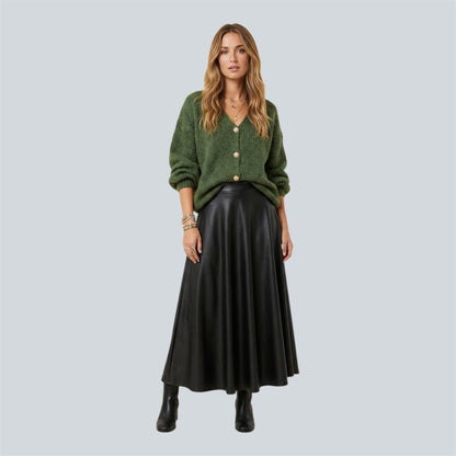 Leather look rok zwart