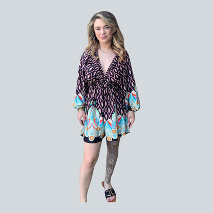 Zwart of Roze Playsuits met Bohemian Print