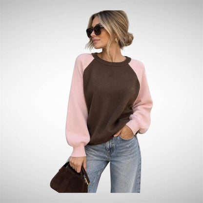 Two Tone Knit Sweater Brown/Pink en Pink/Plum(levering 6 okt)