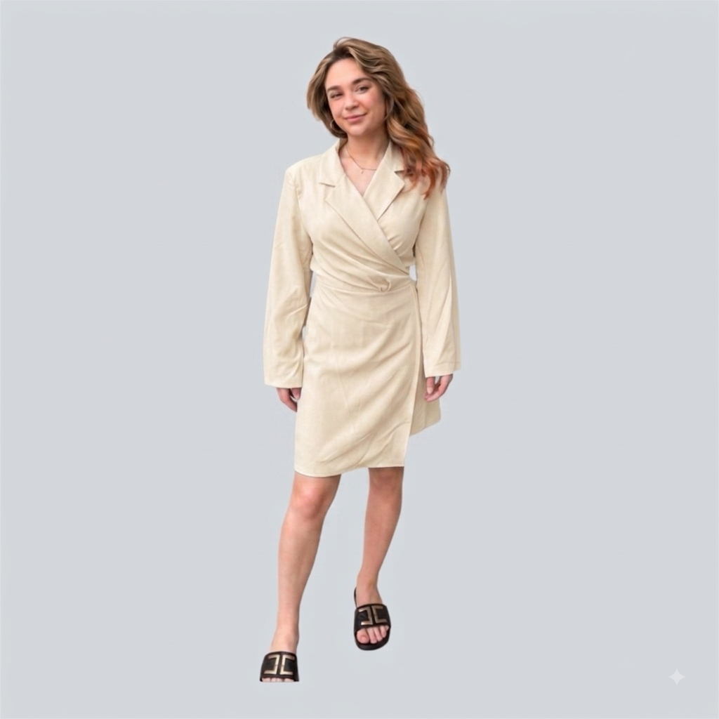 Classic elegant blazer dress zwart en Crèmekleurig
