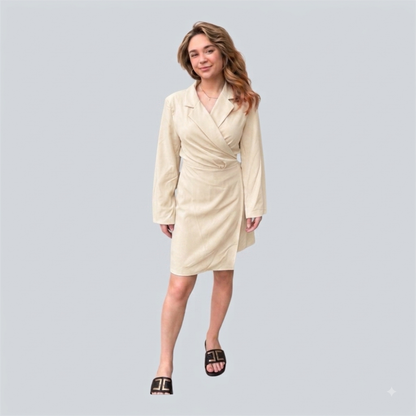 Classic elegant blazer dress zwart en Crèmekleurig
