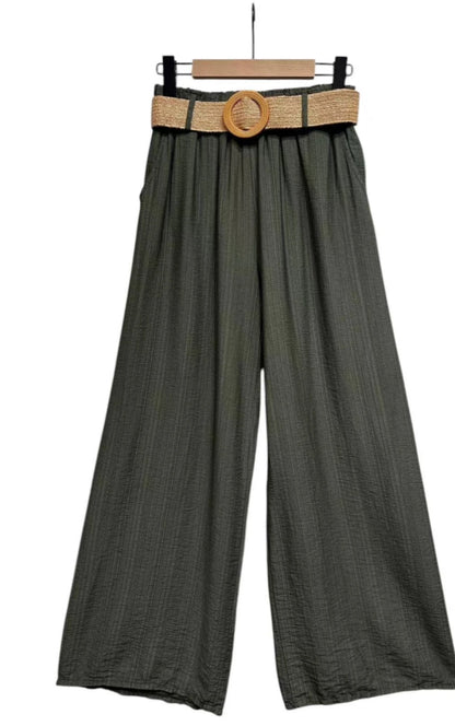 Khakigroen  Palazzo pantalon