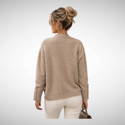 Gebreide trui met kanten details Taupe(coming Soon)