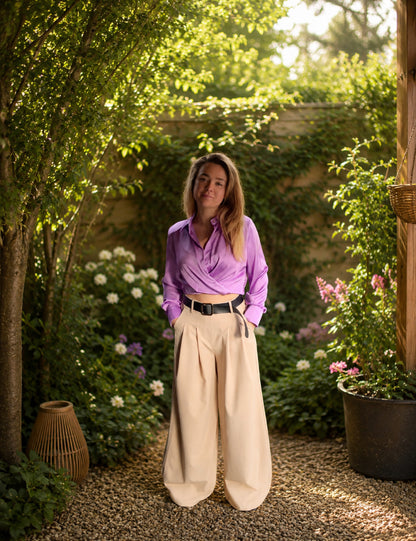 Satijnen blouse Lila