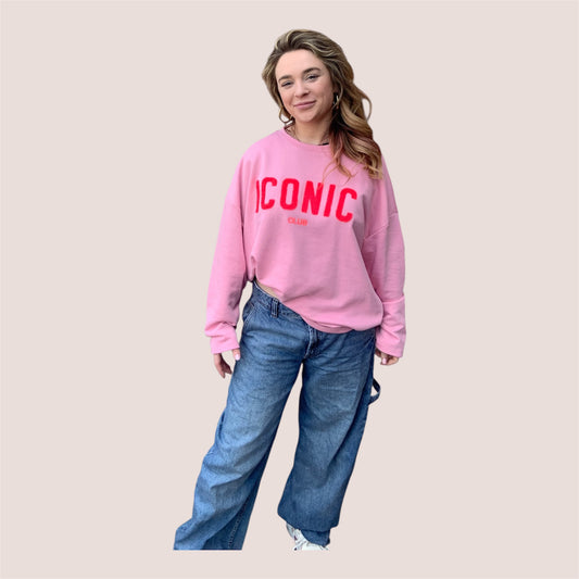 Iconic sweater lichtroze en donker roze
