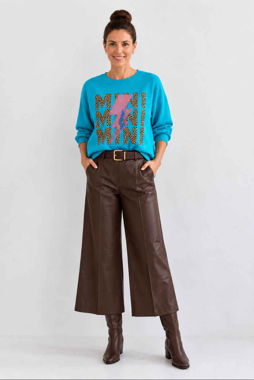 Turquoise Sweater met Leopard’